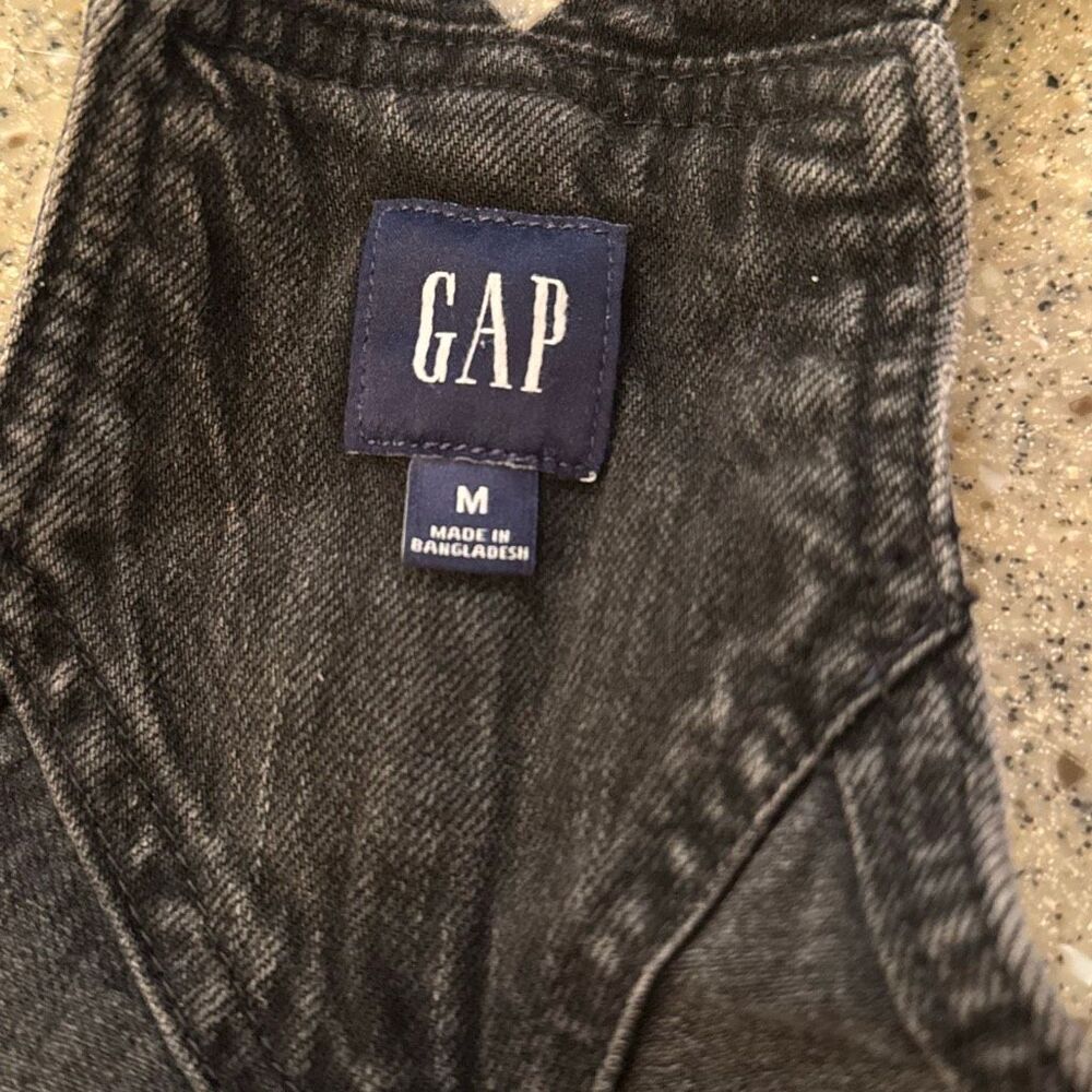 GAP Denim Slouchy Overalls In Washed Black Medium - Picture 3 of 10